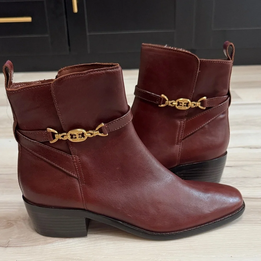 Sam Edelman Brawley Oxblood Leather Western Ankle Booties Size 7.5 NWT